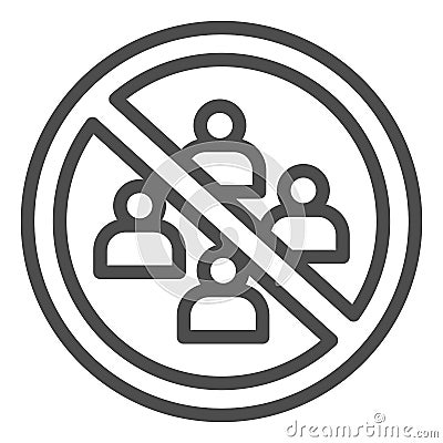 No gathering in group of people line icon, social distancing concept, Avoid Crowds sign on white background, Ban on Vector Illustration