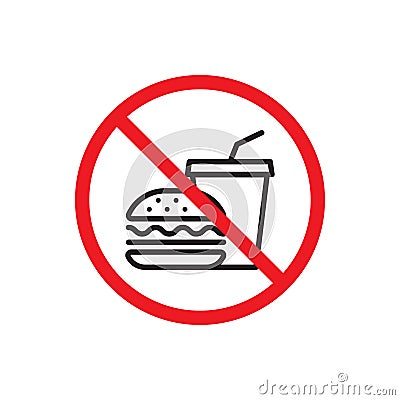 No hamburger, no drink icon vector. No junk food. Health care concept for your web site design, logo, app, UI. illustration, EPS10 Vector Illustration