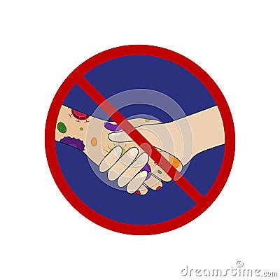 No handshake flat icon, warning virus spread Vector Illustration