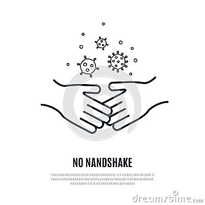 No handshake line icon isolated on white background. Vector Illustration