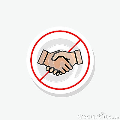 No handshake sticker icon isolated on white background Vector Illustration