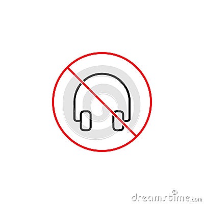 No headphones forbidden sign on white background Stock Photo