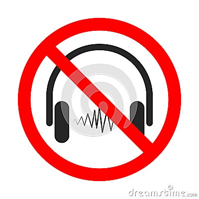 No headphones sign. Headphones is forbidden Stock Photo