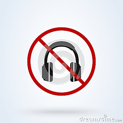 No headphones Simple vector modern icon. Forbidden design illustration Vector Illustration