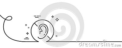 No hearing line icon. Mute mic sign. Continuous line with curl. Vector Vector Illustration