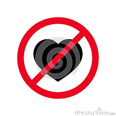 No heart flat symbol vector icon. Forbidden sign love feelings concept isolated on white background.illustration Vector Illustration