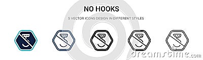 No hooks icon in filled, thin line, outline and stroke style. Vector illustration of two colored and black no hooks vector icons Vector Illustration