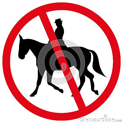 No horse riding forbidden sign symbol on white background, for situations where horse riding is not allowed. Stock Photo