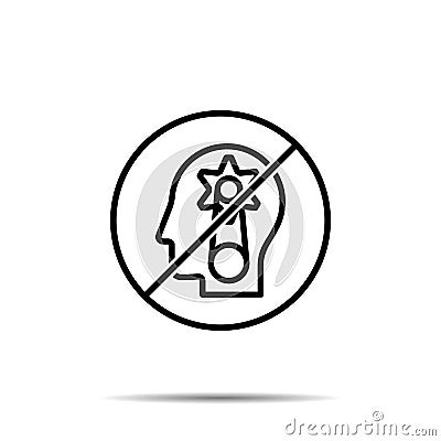 No human, brain, brainstorming, mental process icon. Simple thin line, outline vector of mind process ban, prohibition, Stock Photo