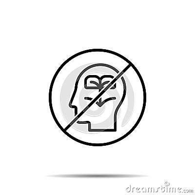 No human, brain, education, idea, learning icon. Simple thin line, outline vector of mind process ban, prohibition, forbiddance Stock Photo