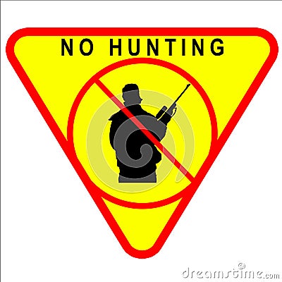 No Hunting Sign Cartoon Illustration