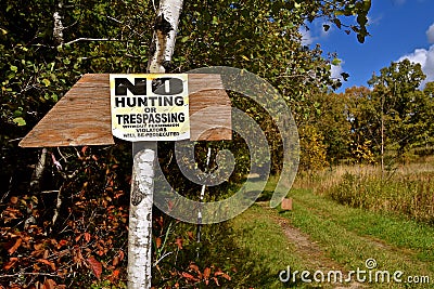 No hunting or trespassing sign Stock Photo