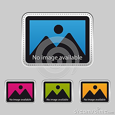 No Image Available - Silver Metallic Sticker - Colorful Vector Illustration - Isolated On Gray Background Stock Photo