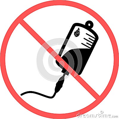 No infusion sign or no blood bag flat vector icon isolated in white background for apps mobile, print and websites. Warning label. Stock Photo