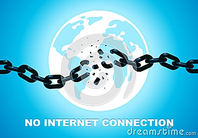 No internet connection vector concept poster or banner with breaking chain symbolizing broken links connection on background of Vector Illustration