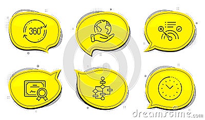 No internet, Full rotation and Time management icons set. Block diagram sign. Vector Vector Illustration