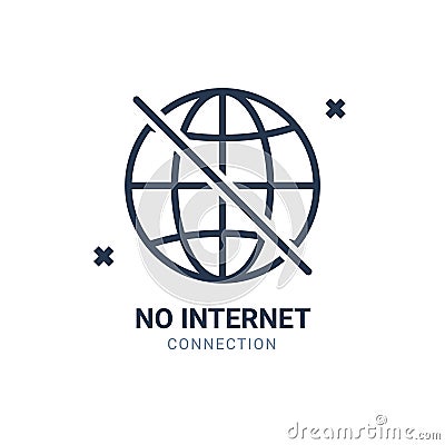 No internet signal access concept forbidden network. Bad connection mibile signal offline vector communication problem. Vector Illustration