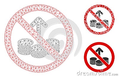 No Investing Vector Mesh Network Model and Triangle Mosaic Icon Stock Photo