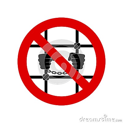 No jail. Freedom for prisoners. Prohibition sign. Forbidden round sign. Vector illustration Vector Illustration