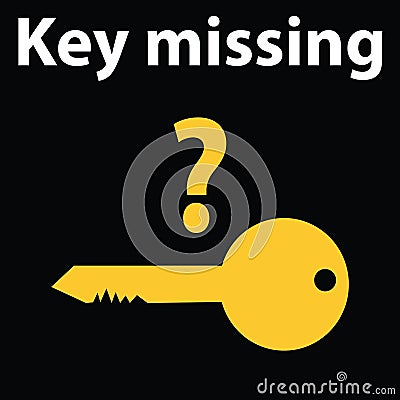 No key detected warning dash sign-icon- illustration. Key missing. DTC code light Cartoon Illustration