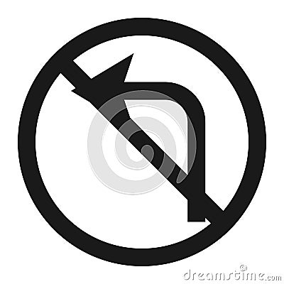 No left prohibition turn sign line icon Vector Illustration