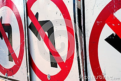 No Left Turn Construction Signs Stock Photo