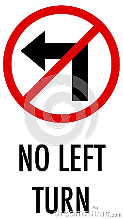 No left turn sign on white background Vector Illustration