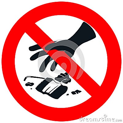 No litter sign in white isolated background Vector Illustration