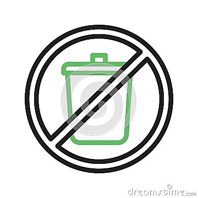 No Littering icon vector image. Vector Illustration