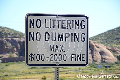 NO LITTERING NO DUMPING Stock Photo