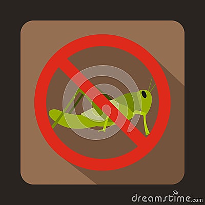 No locust sign icon, flat style Vector Illustration