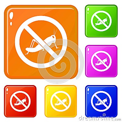 No locust sign icons set vector color Vector Illustration