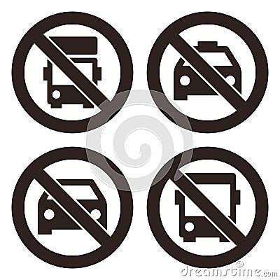 No lorry parking sign, No taxi parking, No car or no parking sign and No bus parking Vector Illustration