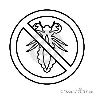 No louse sign icon, outline style Vector Illustration