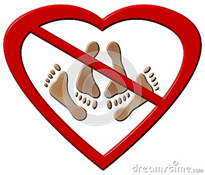 No Love Making Feet Sign Stock Photo