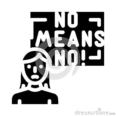 no means no feminism woman glyph icon vector illustration Vector Illustration