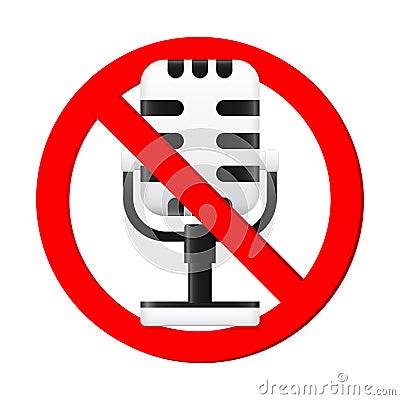 No Microphone Sign Vector Illustration