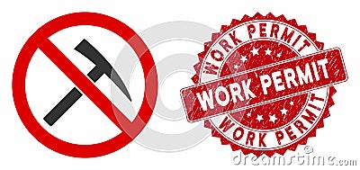 No Mining Tools Icon with Distress Work Permit Seal Stock Photo