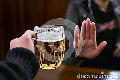 No more beer for me Stock Photo
