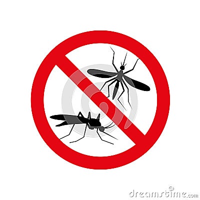 No Mosquito Icon red circle warning sign Vector Illustration