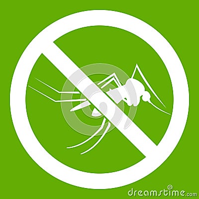 No mosquito sign icon green Vector Illustration