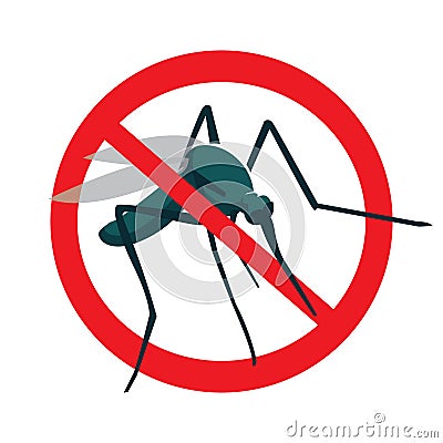 No mosquito sign stop mosquito sign isolated on white background Vector Illustration