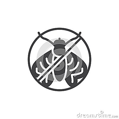 No moth pests vector icon Vector Illustration