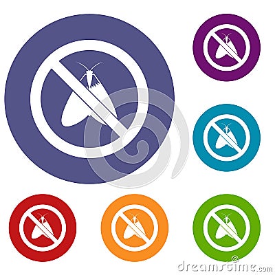 No moth sign icons set Vector Illustration