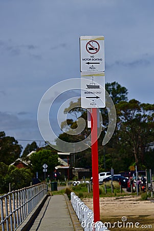 No motor boating and boating only sign Editorial Stock Photo