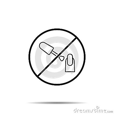 No nail, varnish icon. Simple thin line, outline vector of beauty ban, prohibition, forbiddance icons for ui and ux, website or Stock Photo