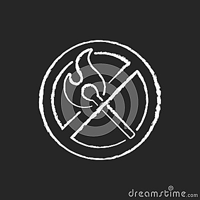 No open flame chalk white icon on black background Vector Illustration