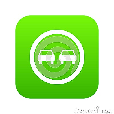 No overtaking road traffic sign icon digital green Vector Illustration