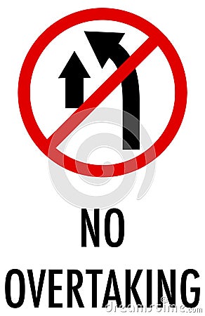 No overtaking sign on white background Vector Illustration