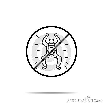 No parachutist icon. Simple thin line, outline vector of adventure ban, prohibition, embargo, interdict, forbiddance icons for ui Stock Photo